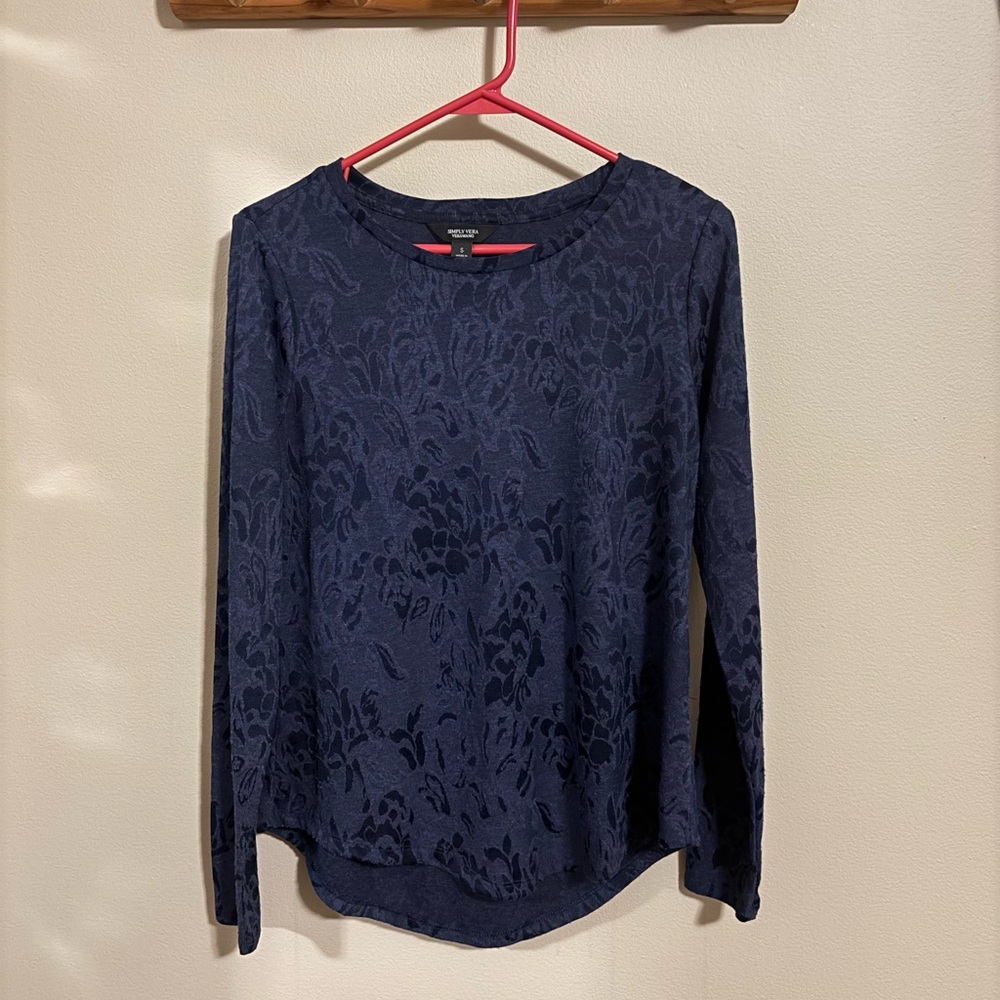 Women’s Blue Simply Vera Wang Long Sleeve Top